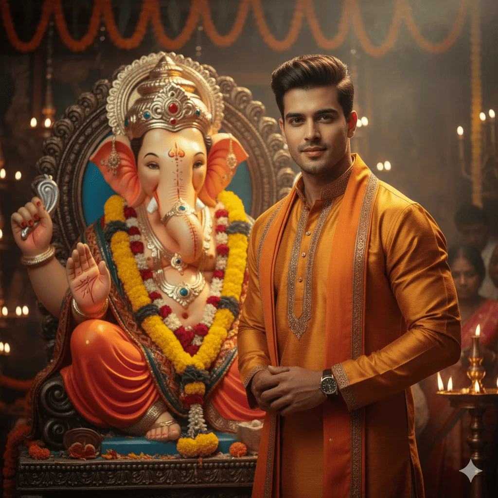 A Man at a Temple